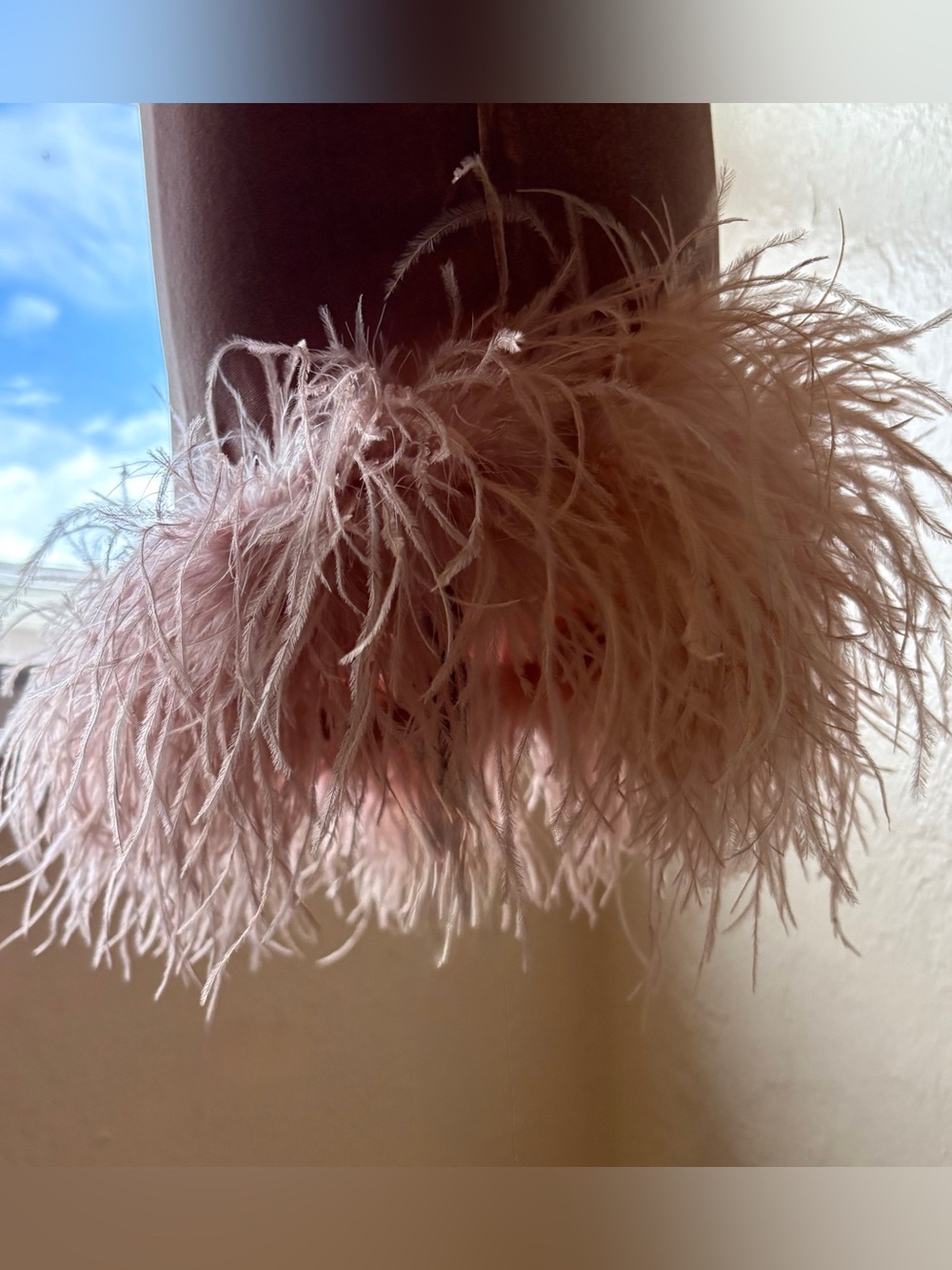 Fashion Nova Pink Velvet Feather Bodycon Dress Size S Mini Bling Gem Necklace - Picture 8 of 15